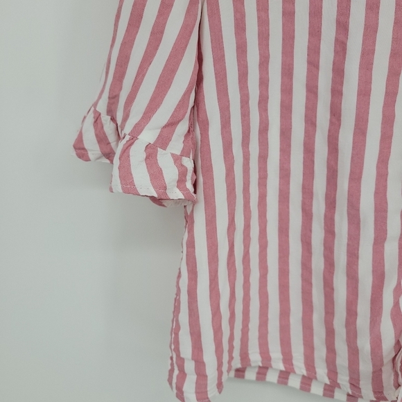 Zara trf collection Womens Striped Ruffled Detail Button Up Blouse Size M - Picture 9 of 12